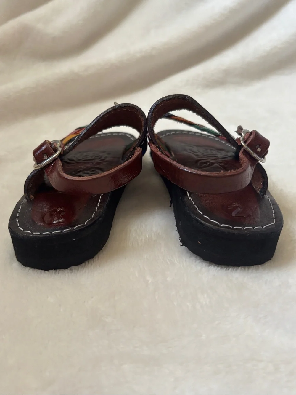 Toddler Handmade Mexican Leather Huarache Sandals Floral Braided Size 2